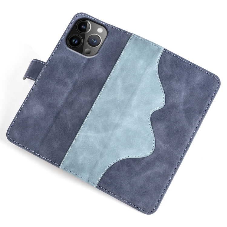 For iPhone 15 Pro Stitching Horizontal Flip Leather Phone Case(Blue) - HoMEdemic™ 