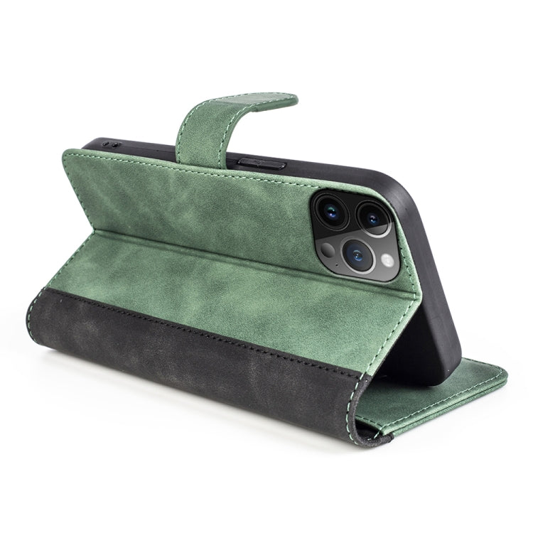 For iPhone 15 Pro Stitching Horizontal Flip Leather Phone Case(Green) - HoMEdemic™ 