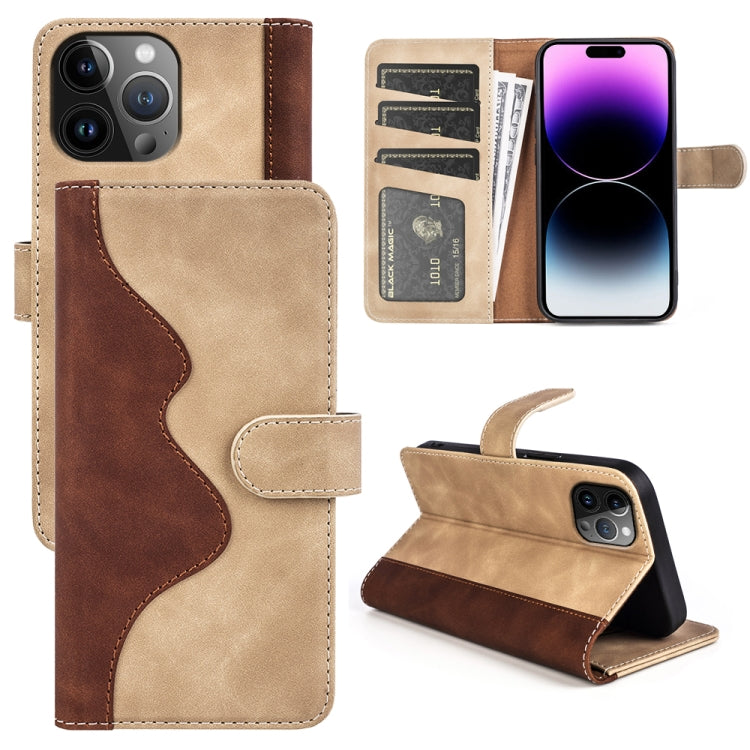 For iPhone 15 Pro Stitching Horizontal Flip Leather Phone Case(Yellow) - HoMEdemic™ 