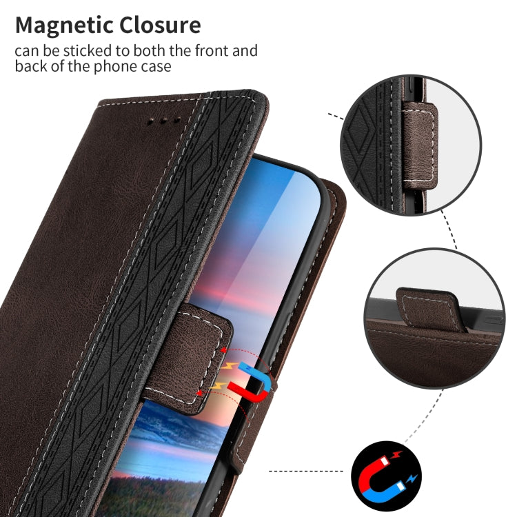 For iPhone 15 Pro Stitching Side-Magnetic RFID Leather Phone Case(Coffee) - HoMEdemic™ 
