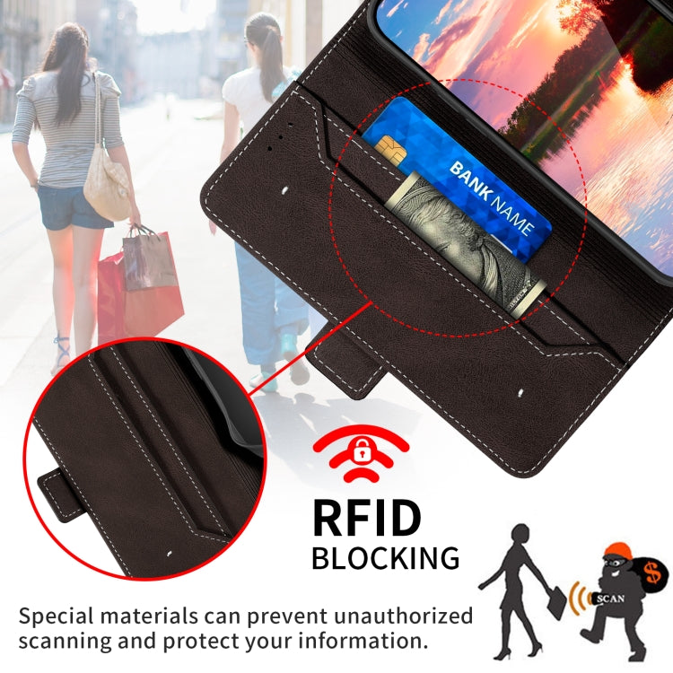 For iPhone 15 Pro Stitching Side-Magnetic RFID Leather Phone Case(Coffee) - HoMEdemic™ 