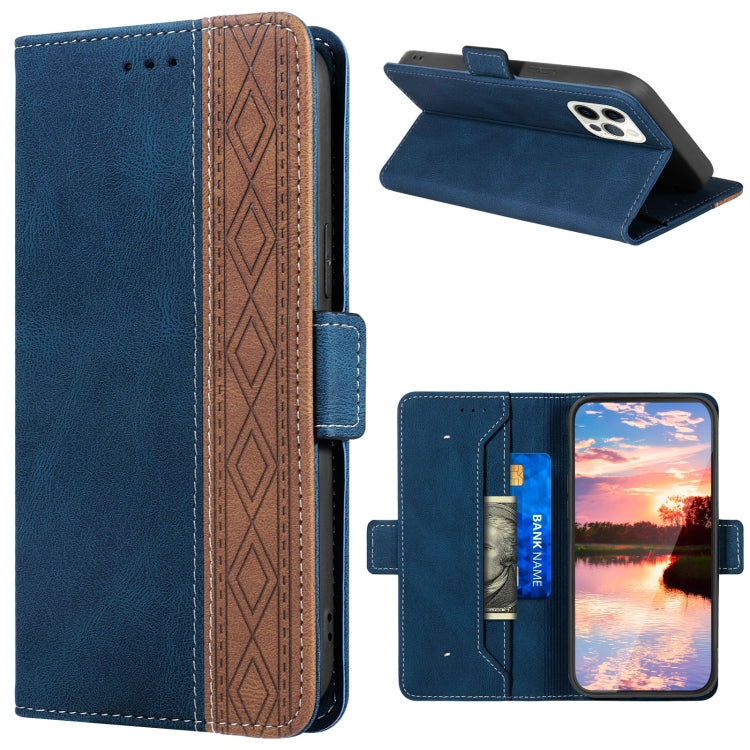 For iPhone 15 Pro Stitching Side-Magnetic RFID Leather Phone Case(Royal Blue) - HoMEdemic™ 