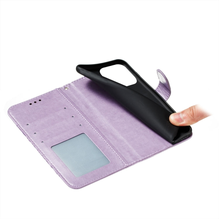 For iPhone 15 Pro Sun Mandala Embossing Leather Phone Case(Purple) - HoMEdemic™ 