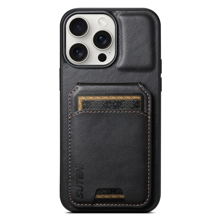 For iPhone 15 Pro Suteni H02 Leather Wallet Stand Back Phone Case(Black) - HoMEdemic™ 