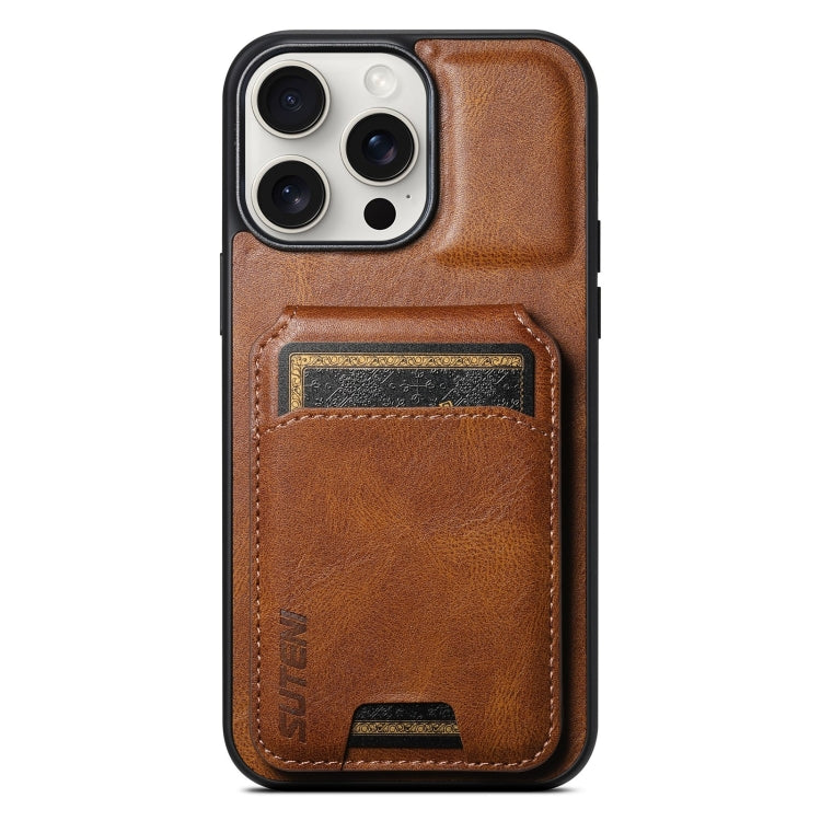 For iPhone 15 Pro Suteni H02 Leather Wallet Stand Back Phone Case(Brown) - HoMEdemic™ 