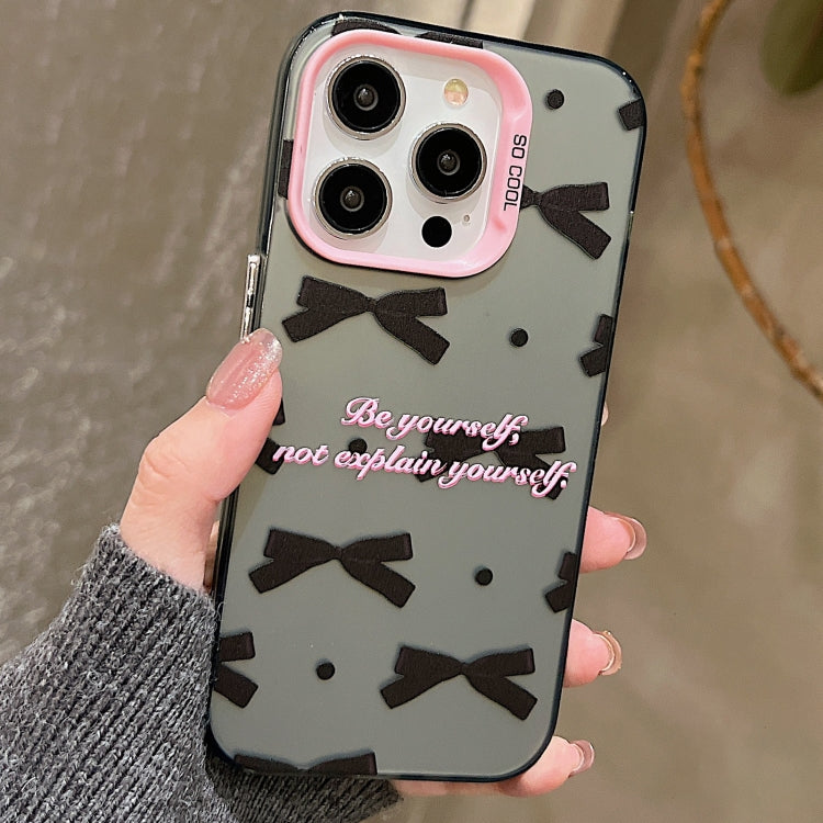 For iPhone 15 Pro Sweet Cool Bow PC Phone Case(Black Bow Ties) - HoMEdemic™ 