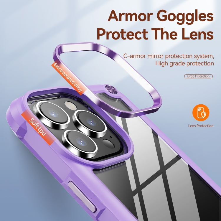For iPhone 15 Pro TPU + PC Lens Protection Phone Case(Purple) - HoMEdemic™ 