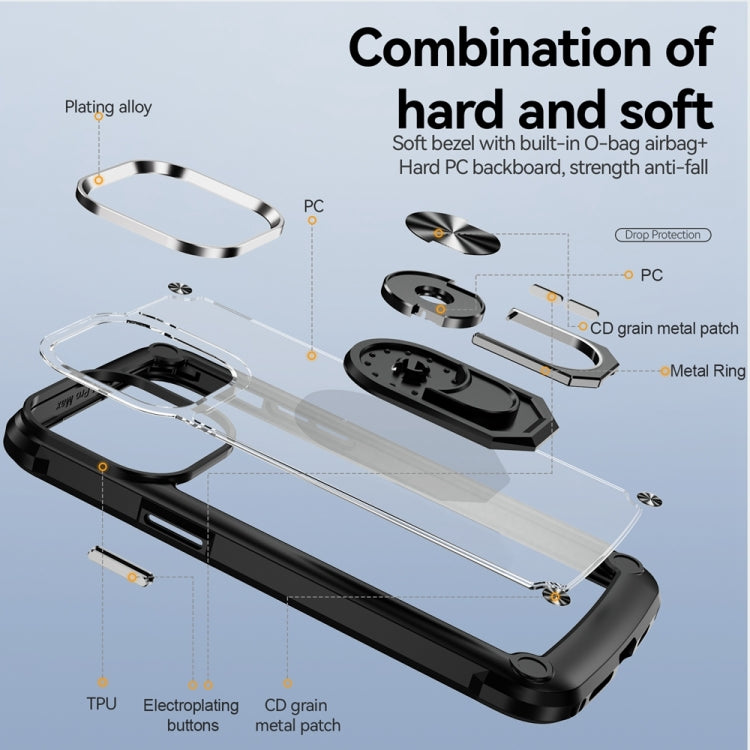 For iPhone 15 Pro TPU + PC Lens Protection Phone Case with Ring Holder(Black) - HoMEdemic™ 