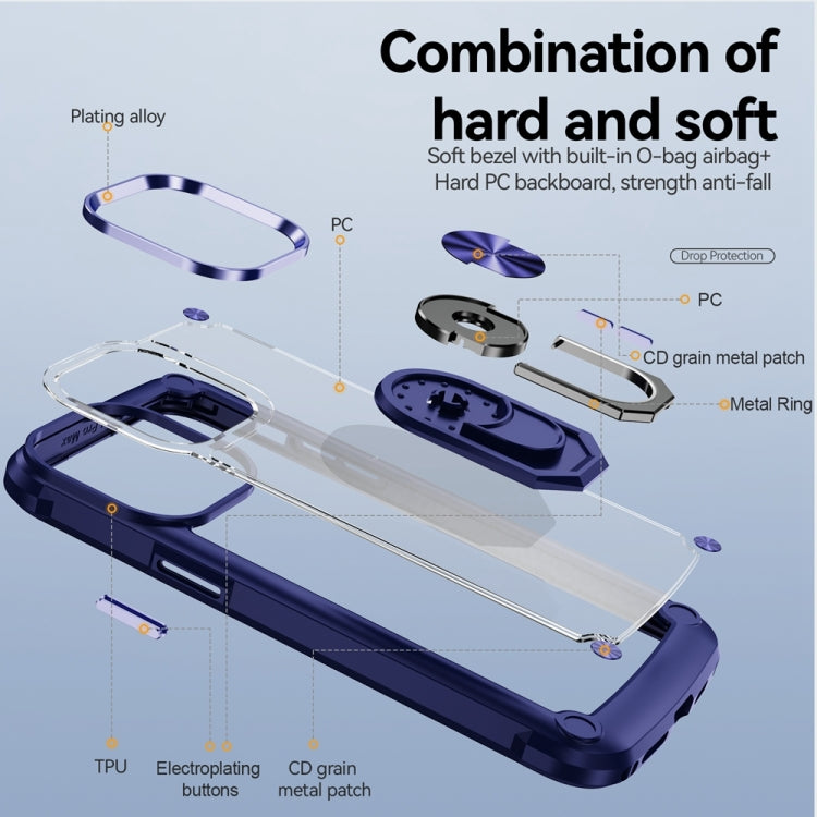 For iPhone 15 Pro TPU + PC Lens Protection Phone Case with Ring Holder(Blue) - HoMEdemic™ 