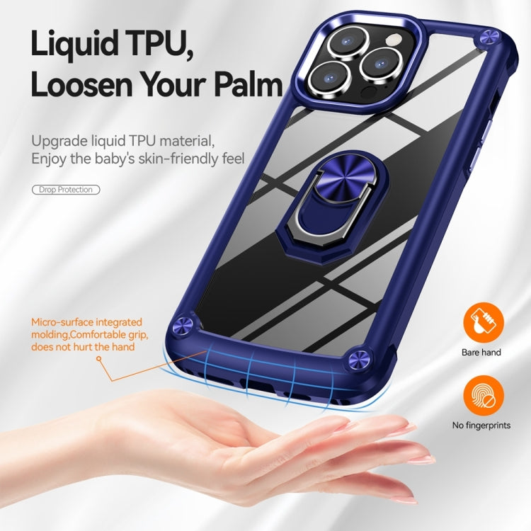 For iPhone 15 Pro TPU + PC Lens Protection Phone Case with Ring Holder(Blue) - HoMEdemic™ 