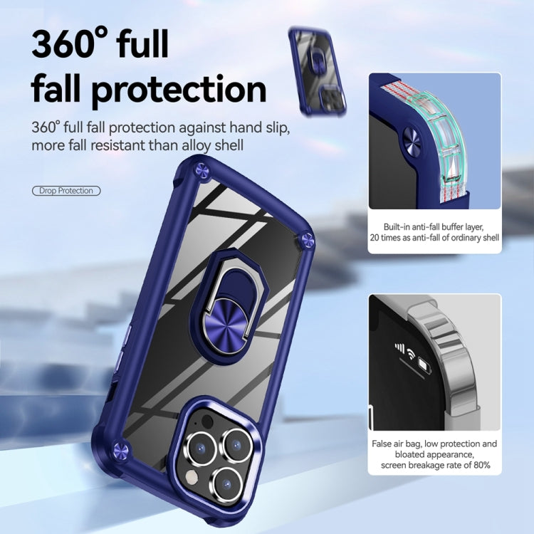For iPhone 15 Pro TPU + PC Lens Protection Phone Case with Ring Holder(Blue) - HoMEdemic™ 