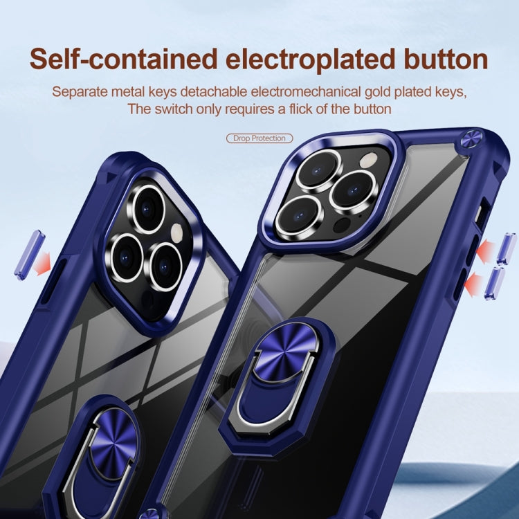 For iPhone 15 Pro TPU + PC Lens Protection Phone Case with Ring Holder(Blue) - HoMEdemic™ 