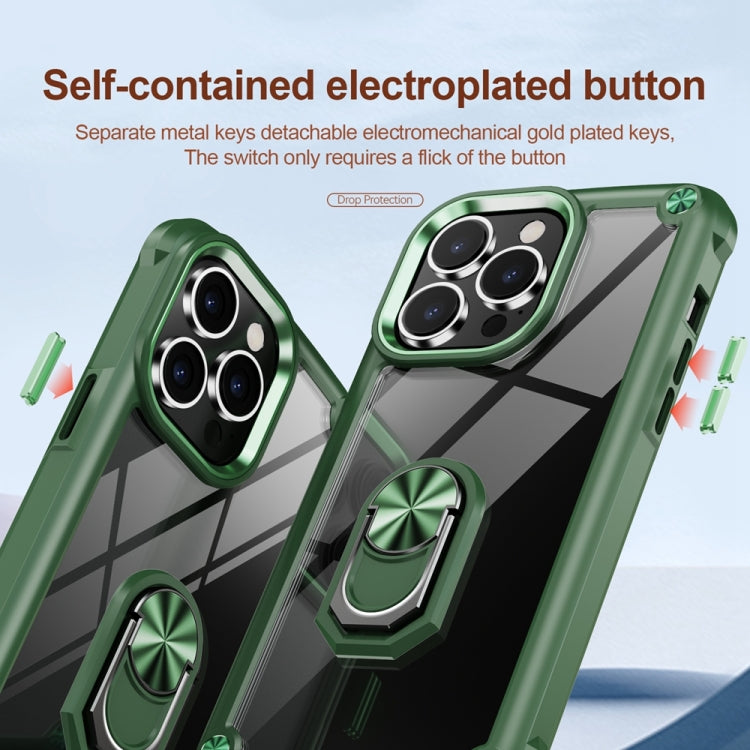 For iPhone 15 Pro TPU + PC Lens Protection Phone Case with Ring Holder(Green) - HoMEdemic™ 