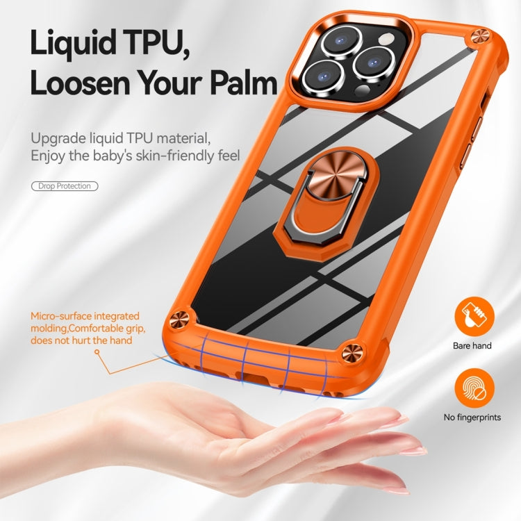For iPhone 15 Pro TPU + PC Lens Protection Phone Case with Ring Holder(Orange) - HoMEdemic™ 