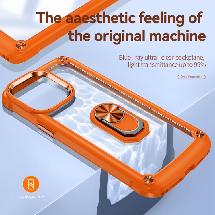 For iPhone 15 Pro TPU + PC Lens Protection Phone Case with Ring Holder(Orange) - HoMEdemic™ 