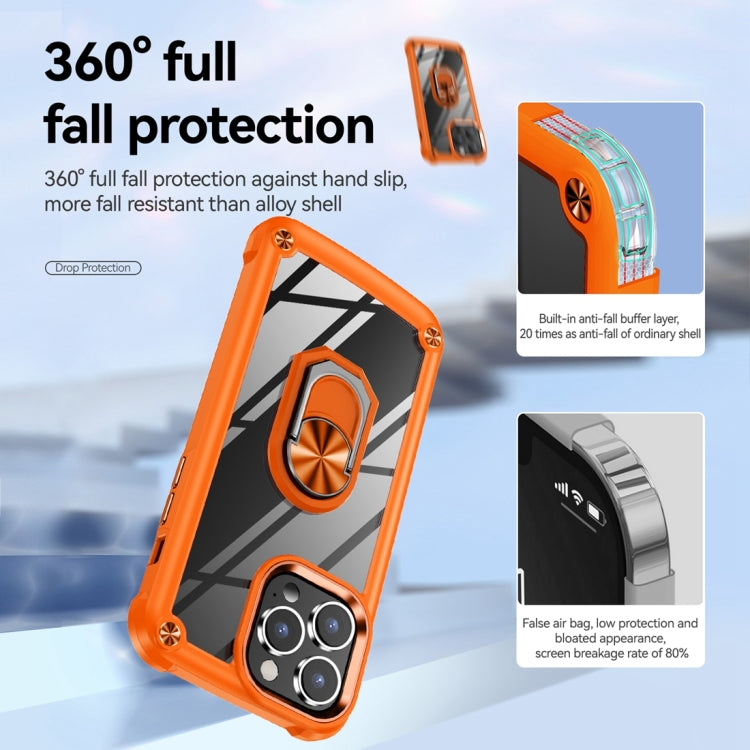 For iPhone 15 Pro TPU + PC Lens Protection Phone Case with Ring Holder(Orange) - HoMEdemic™ 