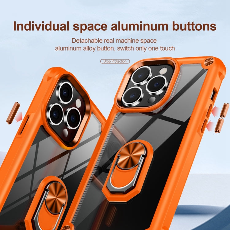 For iPhone 15 Pro TPU + PC Lens Protection Phone Case with Ring Holder(Orange) - HoMEdemic™ 