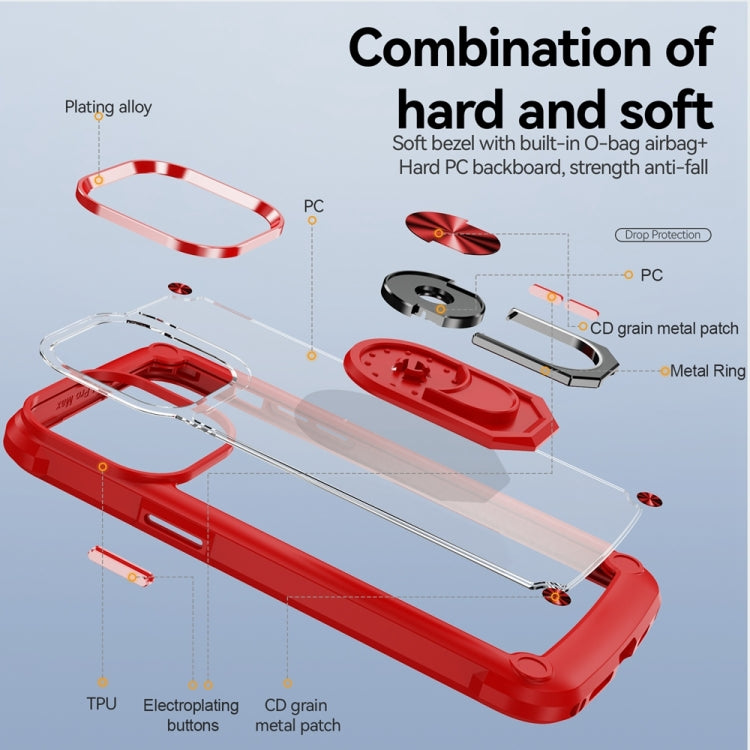 For iPhone 15 Pro TPU + PC Lens Protection Phone Case with Ring Holder(Red) - HoMEdemic™ 