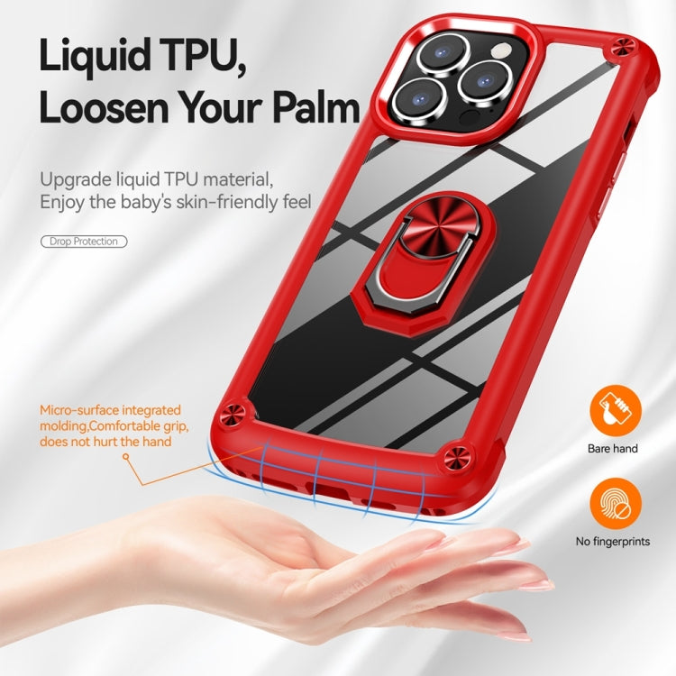 For iPhone 15 Pro TPU + PC Lens Protection Phone Case with Ring Holder(Red) - HoMEdemic™ 