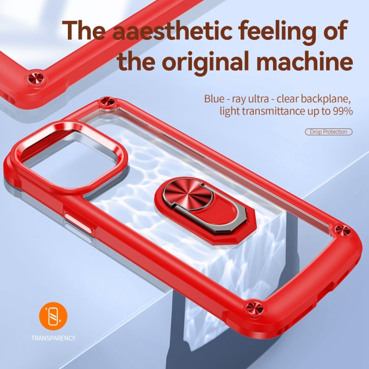 For iPhone 15 Pro TPU + PC Lens Protection Phone Case with Ring Holder(Red) - HoMEdemic™ 