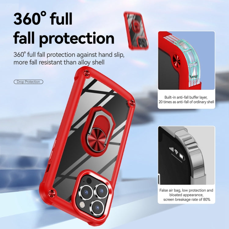 For iPhone 15 Pro TPU + PC Lens Protection Phone Case with Ring Holder(Red) - HoMEdemic™ 