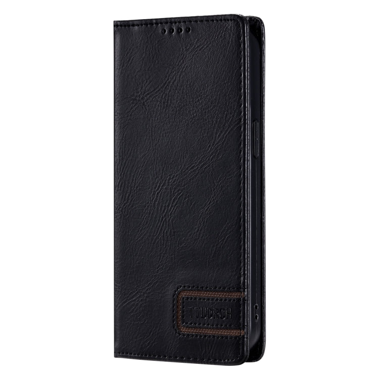 For iPhone 15 Pro TTUDRCH RFID Retro Texture Magnetic Leather Phone Case(Black) - HoMEdemic™ 