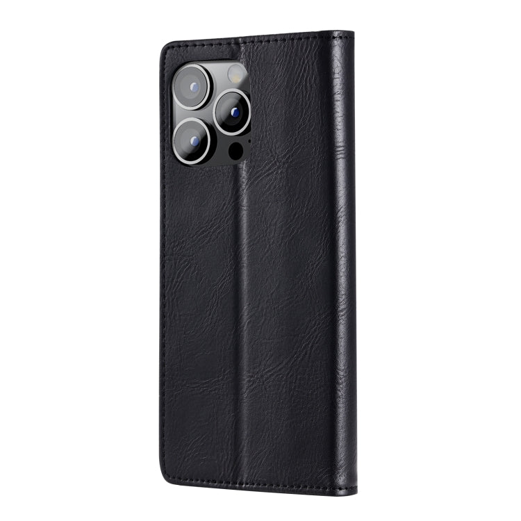 For iPhone 15 Pro TTUDRCH RFID Retro Texture Magnetic Leather Phone Case(Black) - HoMEdemic™ 