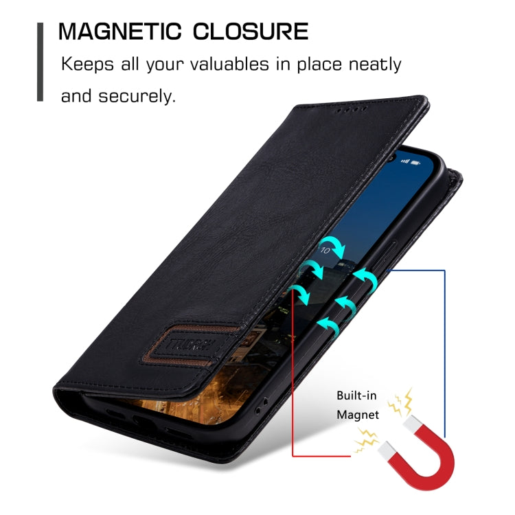 For iPhone 15 Pro TTUDRCH RFID Retro Texture Magnetic Leather Phone Case(Black) - HoMEdemic™ 