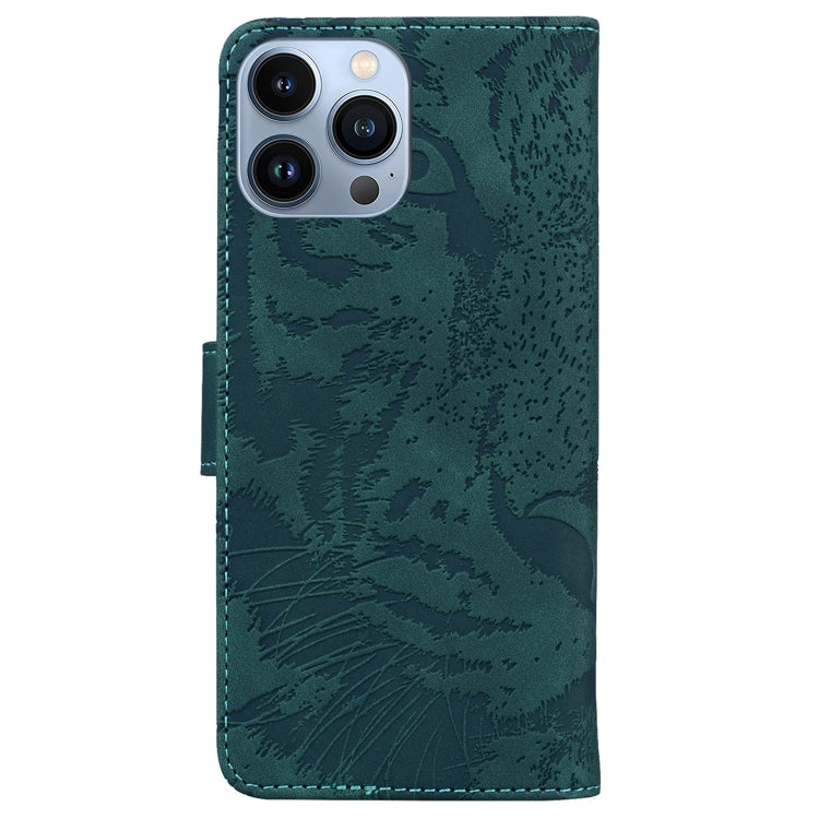 For iPhone 15 Pro Tiger Embossing Pattern Leather Phone Case(Green) - HoMEdemic™ 
