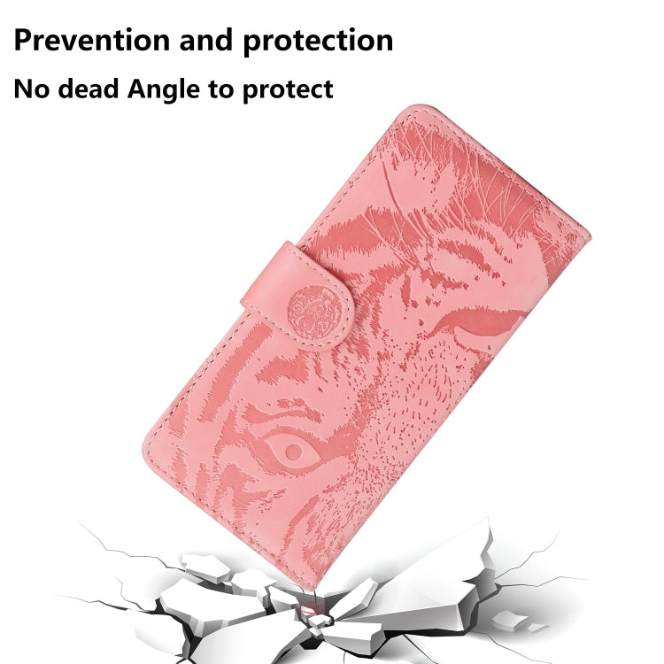 For iPhone 15 Pro Tiger Embossing Pattern Leather Phone Case(Pink) - HoMEdemic™ 