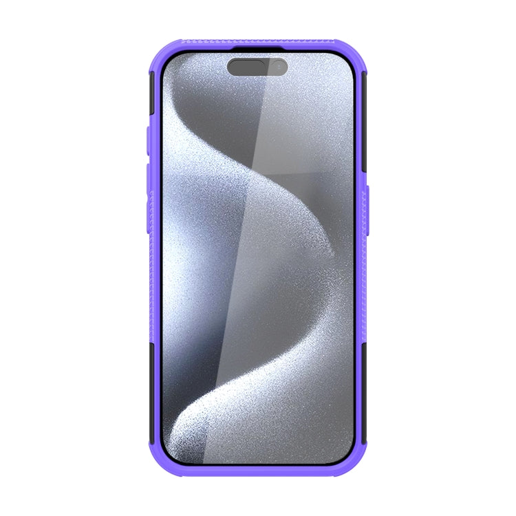 For iPhone 15 Pro Tire Texture TPU + PC Phone Case with Holder(Purple) - HoMEdemic™ 