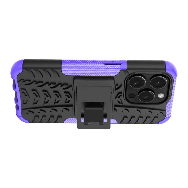 For iPhone 15 Pro Tire Texture TPU + PC Phone Case with Holder(Purple) - HoMEdemic™ 