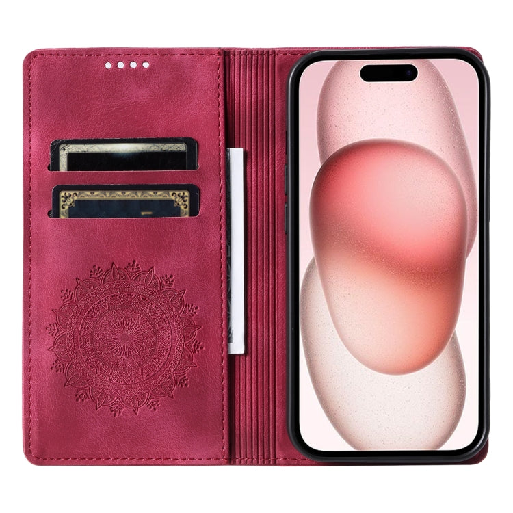 For iPhone 15 Pro Totem Embossed Magnetic Leather Phone Case(Red) - HoMEdemic™ 