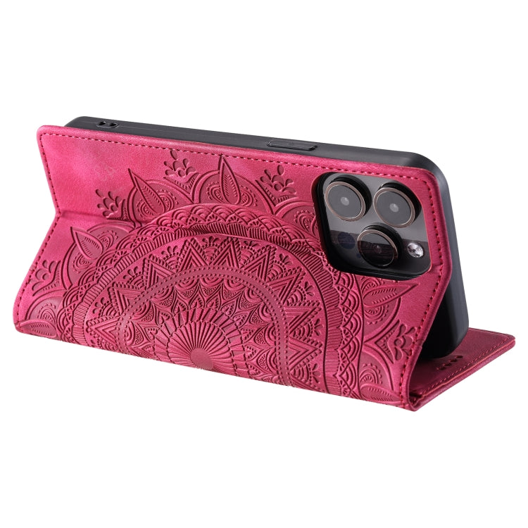 For iPhone 15 Pro Totem Embossed Magnetic Leather Phone Case(Red) - HoMEdemic™ 