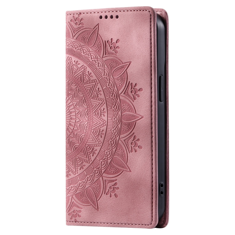 For iPhone 15 Pro Totem Embossed Magnetic Leather Phone Case(Rose Gold) - HoMEdemic™ 