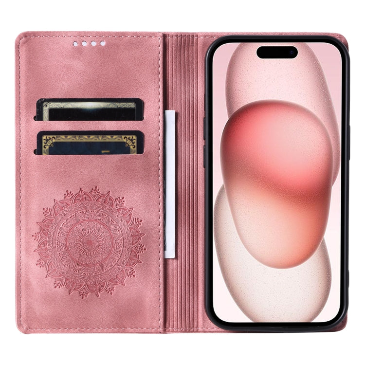 For iPhone 15 Pro Totem Embossed Magnetic Leather Phone Case(Rose Gold) - HoMEdemic™ 