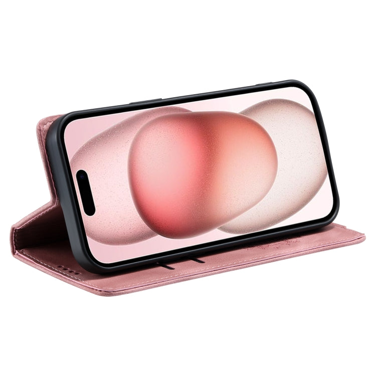 For iPhone 15 Pro Totem Embossed Magnetic Leather Phone Case(Rose Gold) - HoMEdemic™ 