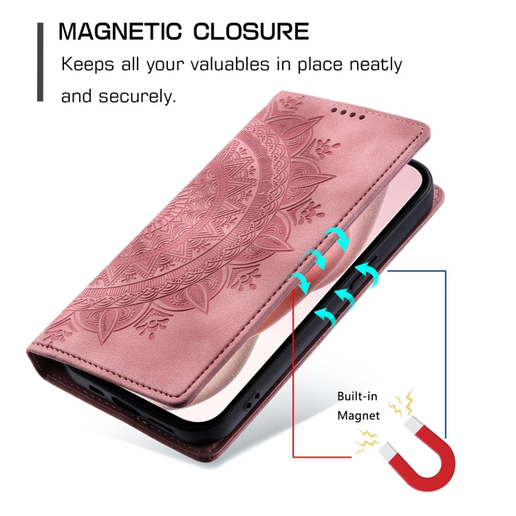 For iPhone 15 Pro Totem Embossed Magnetic Leather Phone Case(Rose Gold) - HoMEdemic™ 