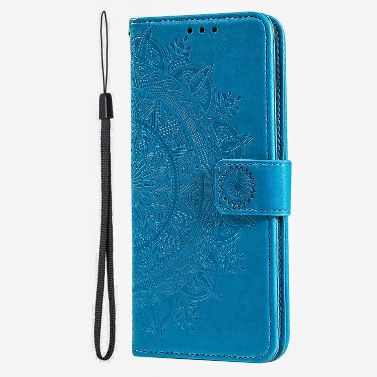 For iPhone 15 Pro Totem Flower Embossed Leather Phone Case(Blue) - HoMEdemic™ 