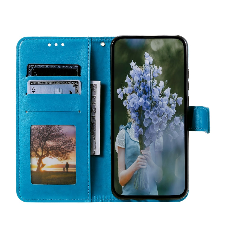 For iPhone 15 Pro Totem Flower Embossed Leather Phone Case(Blue) - HoMEdemic™ 