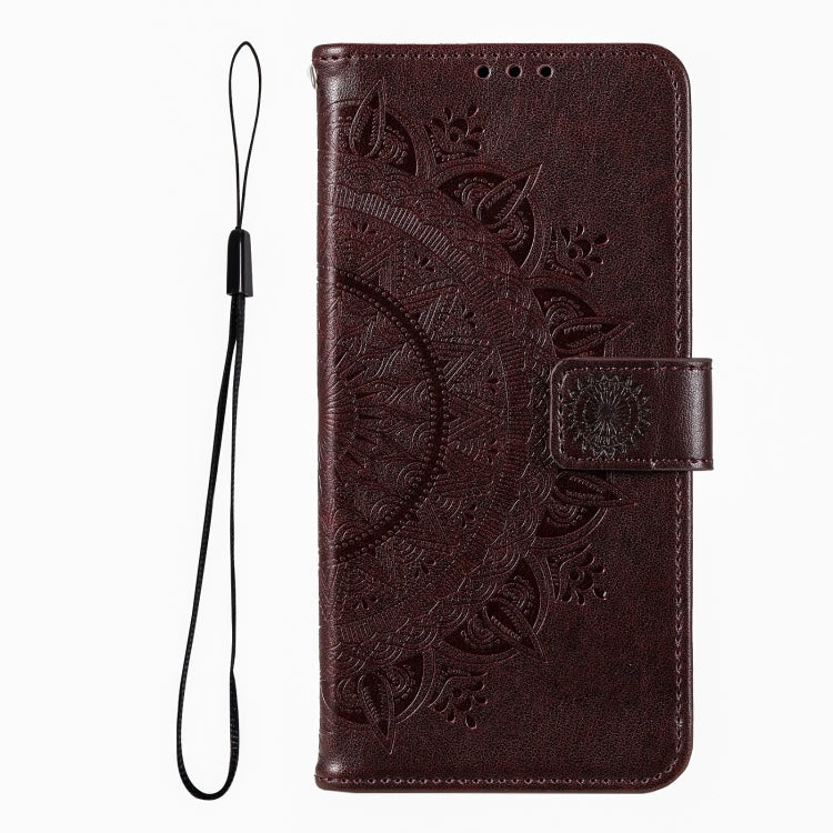 For iPhone 15 Pro Totem Flower Embossed Leather Phone Case(Brown) - HoMEdemic™ 