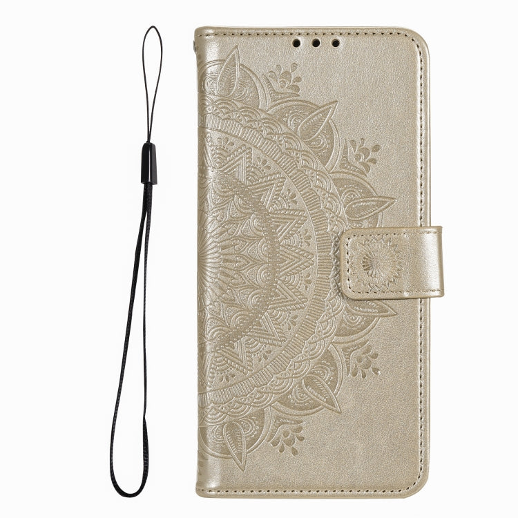 For iPhone 15 Pro Totem Flower Embossed Leather Phone Case(Gold) - HoMEdemic™ 