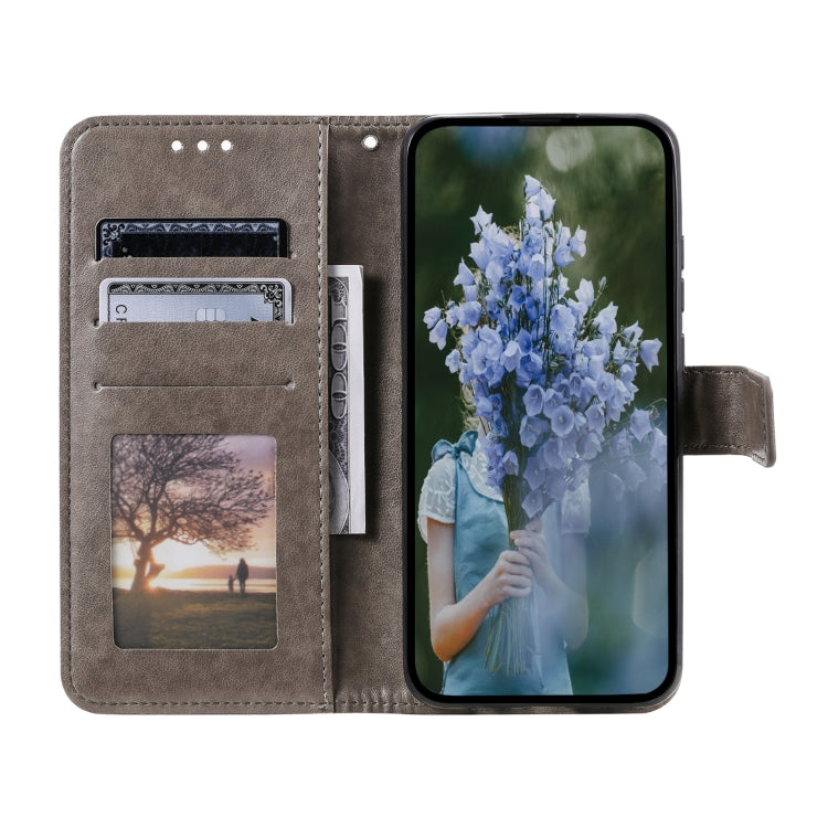 For iPhone 15 Pro Totem Flower Embossed Leather Phone Case(Grey) - HoMEdemic™ 