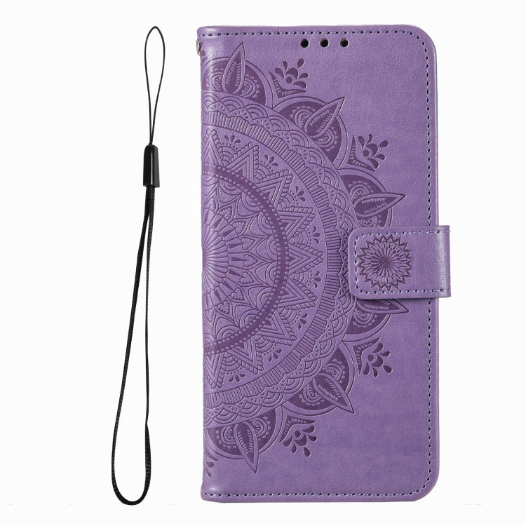 For iPhone 15 Pro Totem Flower Embossed Leather Phone Case(Purple) - HoMEdemic™ 
