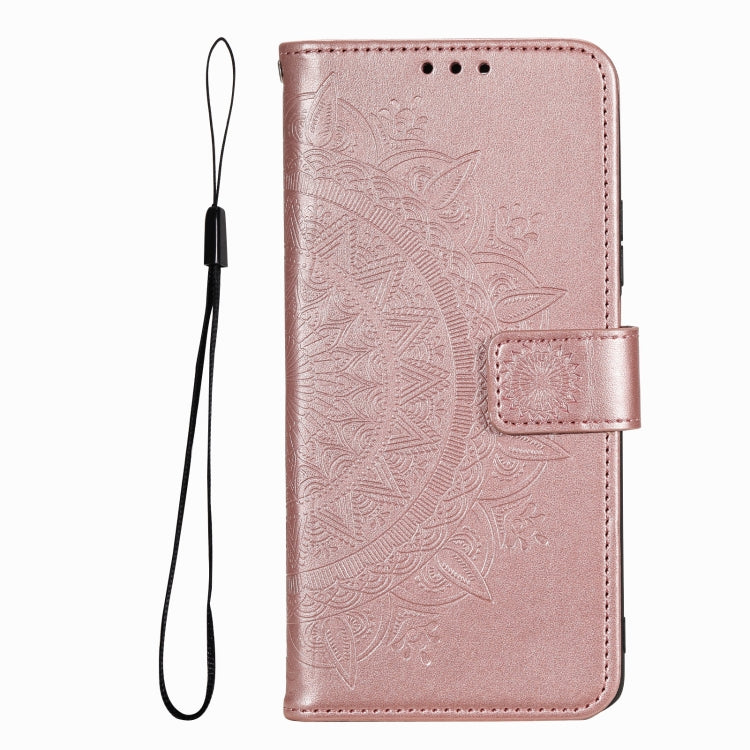 For iPhone 15 Pro Totem Flower Embossed Leather Phone Case(Rose Gold) - HoMEdemic™ 
