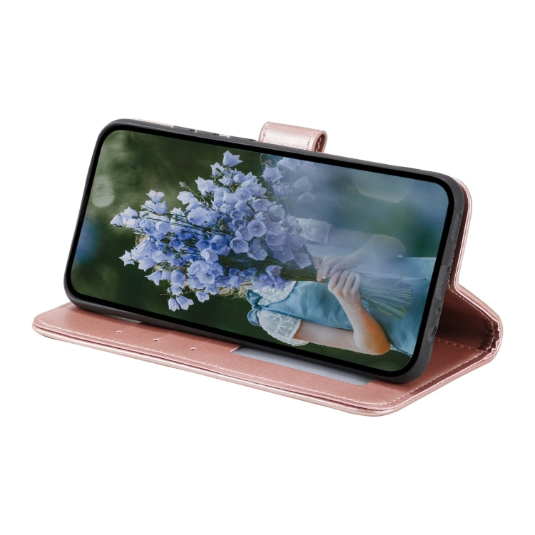 For iPhone 15 Pro Totem Flower Embossed Leather Phone Case(Rose Gold) - HoMEdemic™ 