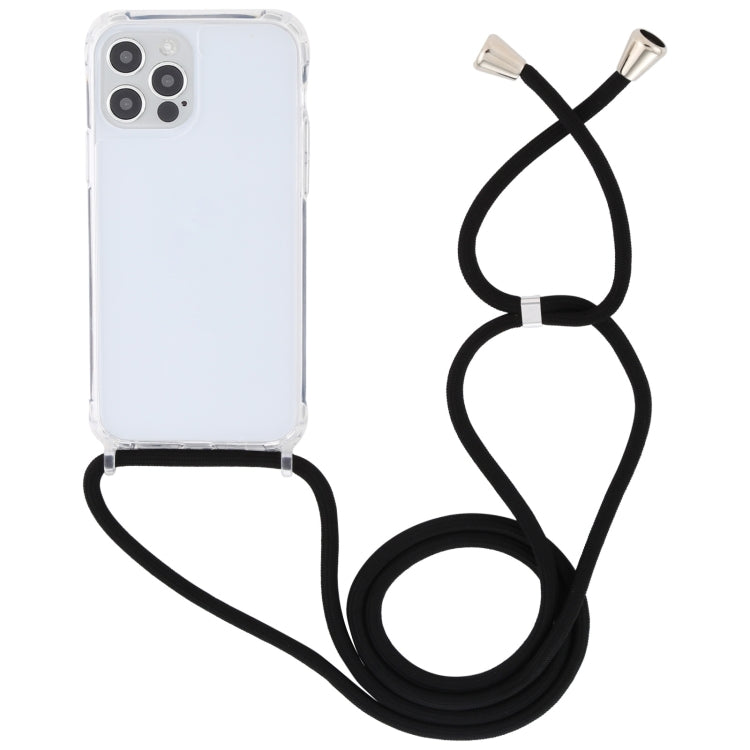 For iPhone 15 Pro Transparent Acrylic Airbag Shockproof Phone Protective Case with Lanyard(Black) - HoMEdemic™ 