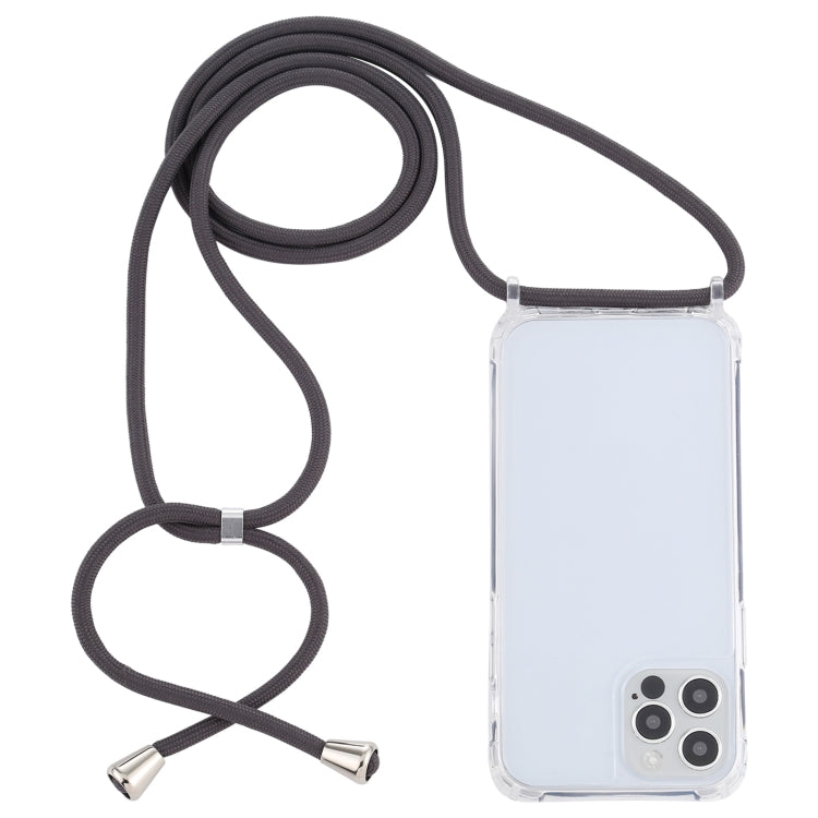 For iPhone 15 Pro Transparent Acrylic Airbag Shockproof Phone Protective Case with Lanyard(Dark Grey) - HoMEdemic™ 
