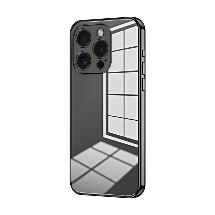 For iPhone 15 Pro Transparent Plating Fine Hole Phone Case(Black) - HoMEdemic™ 