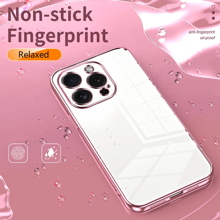For iPhone 15 Pro Transparent Plating Fine Hole Phone Case(Pink) - HoMEdemic™ 